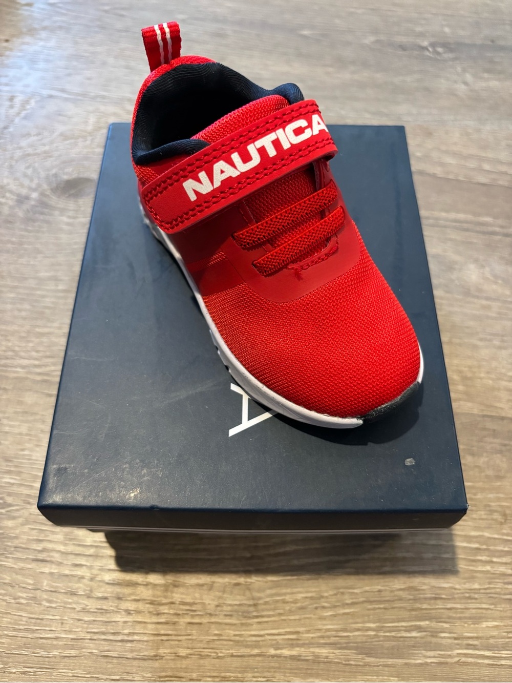 Nau Red Kids' Velcro Sneakers with White Sole size 6
